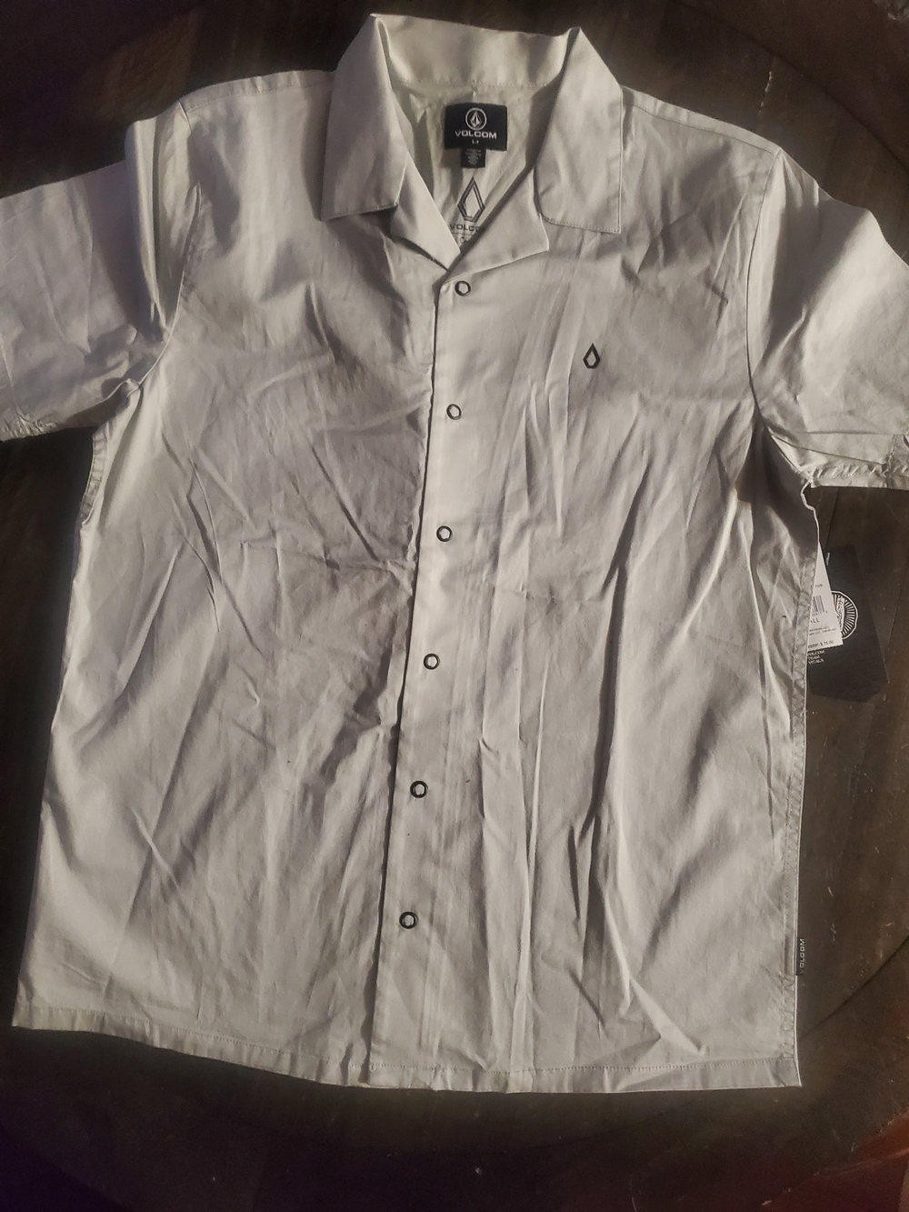 Volcom Light Grey Short Sleeve Button-Up Dress Shirt